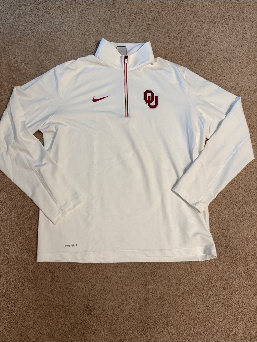 Nike White 1/4 zip with OU Logo